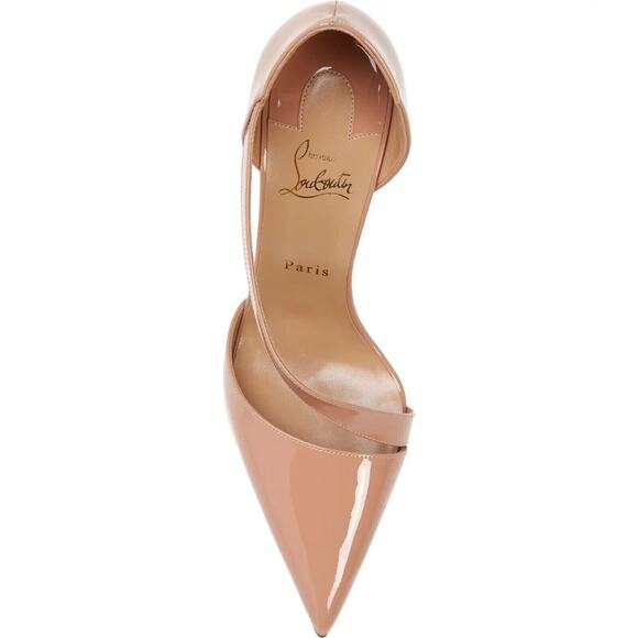 Christian Louboutin Astrid 100 Nude Patent Leather Cross Strap Heel Pump 42 - Picture 6 of 12
